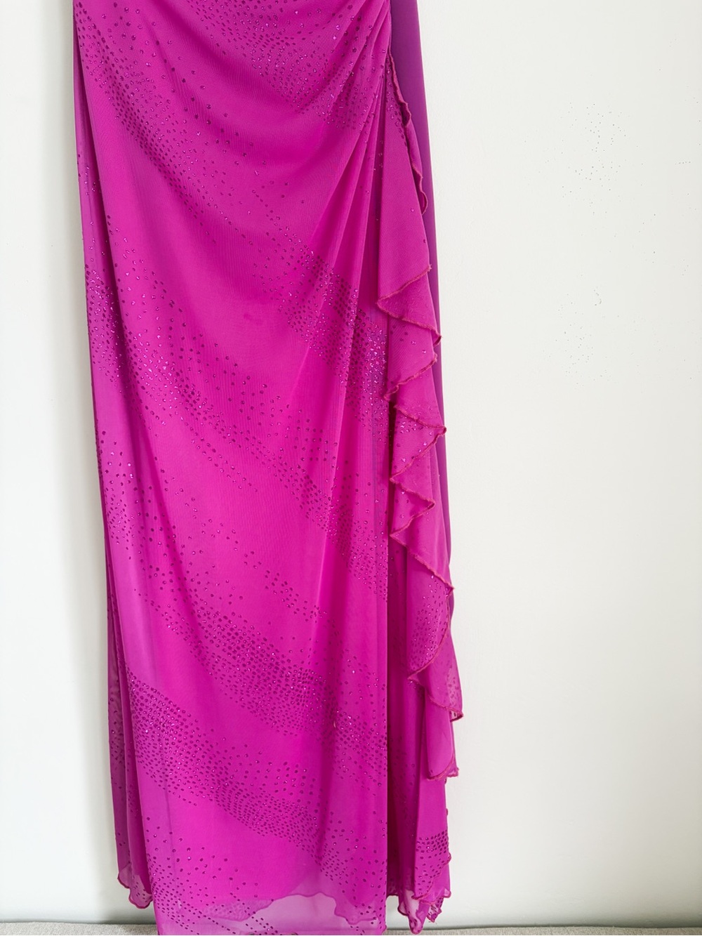 Vintage Mariposa Strapless Fuchsia Evening Gown with Scarf, Size Small - Picture 3 of 9